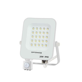 LED reflektor biele telo IP65 + PIR Sensor 20W Teplá biela