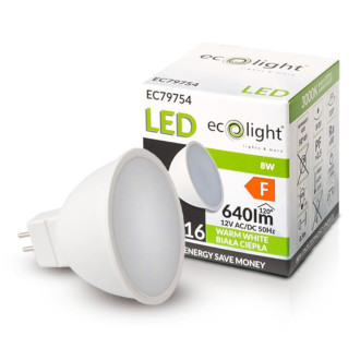 LED žiarovka MR16 12V 8W teplá biela