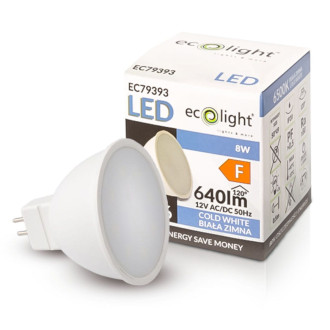 LED žiarovka MR16 12V 8W studená biela