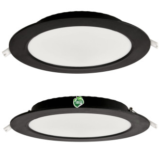 Okrúhly LED panel zapustený - čierny - 18W - PC - neutrálna biela